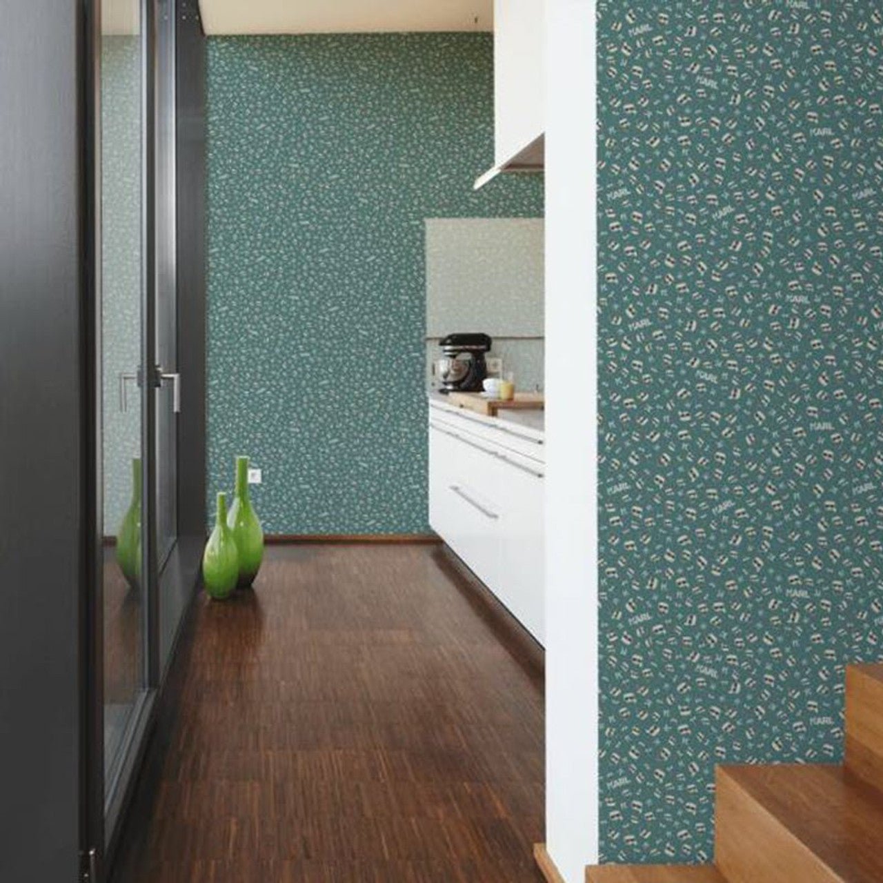 Ikonik Wallpaper - Teal - A S Creation - Karl Lagerfield - 37843 - 6 - Premier Wallcovering