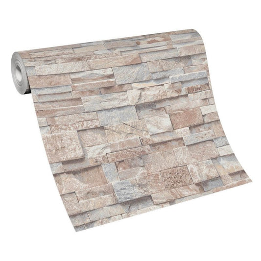 Imitations 3D Effect Brick Wall Wallpaper - Beige - Erismann - 02363 - 10 - Premier Wallcovering