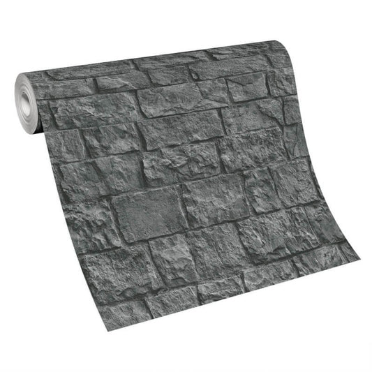 Imitations 3D Effect Brick Wall Wallpaper - Dark Grey - Erismann - 10394 - 10 - Premier Wallcovering