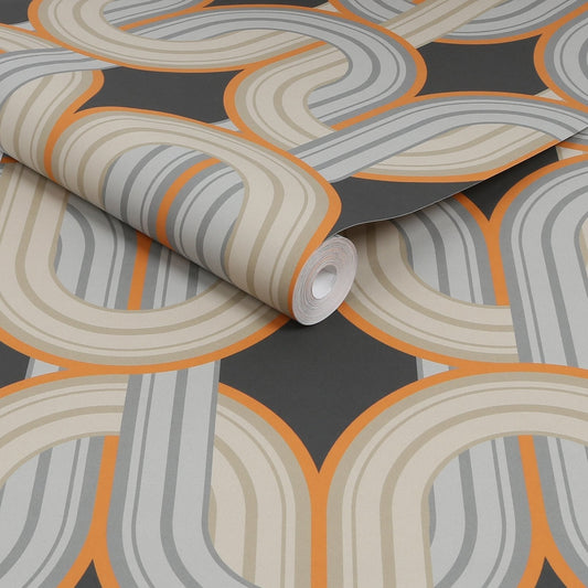 In the Loop Wallpaper - Choc Orange - Envy - 122359 - Premier Wallcovering