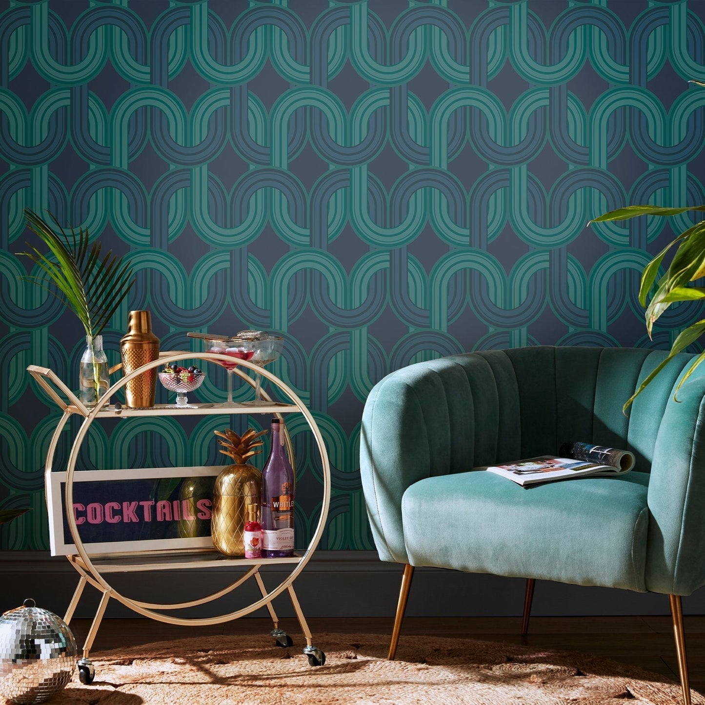 In the Loop Wallpaper - Electric Blue - Envy - 122360 - Premier Wallcovering