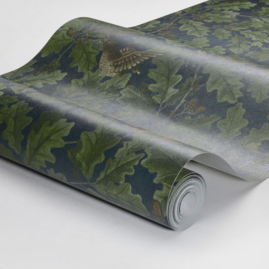 In the Oak Wallpaper - Charcoal / Green - Boråstapeter - 2050 - Premier Wallcovering