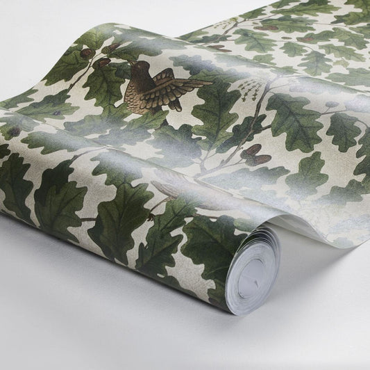 In the Oak Wallpaper - Green / Neutral - Boråstapeter - 2049 - Premier Wallcovering