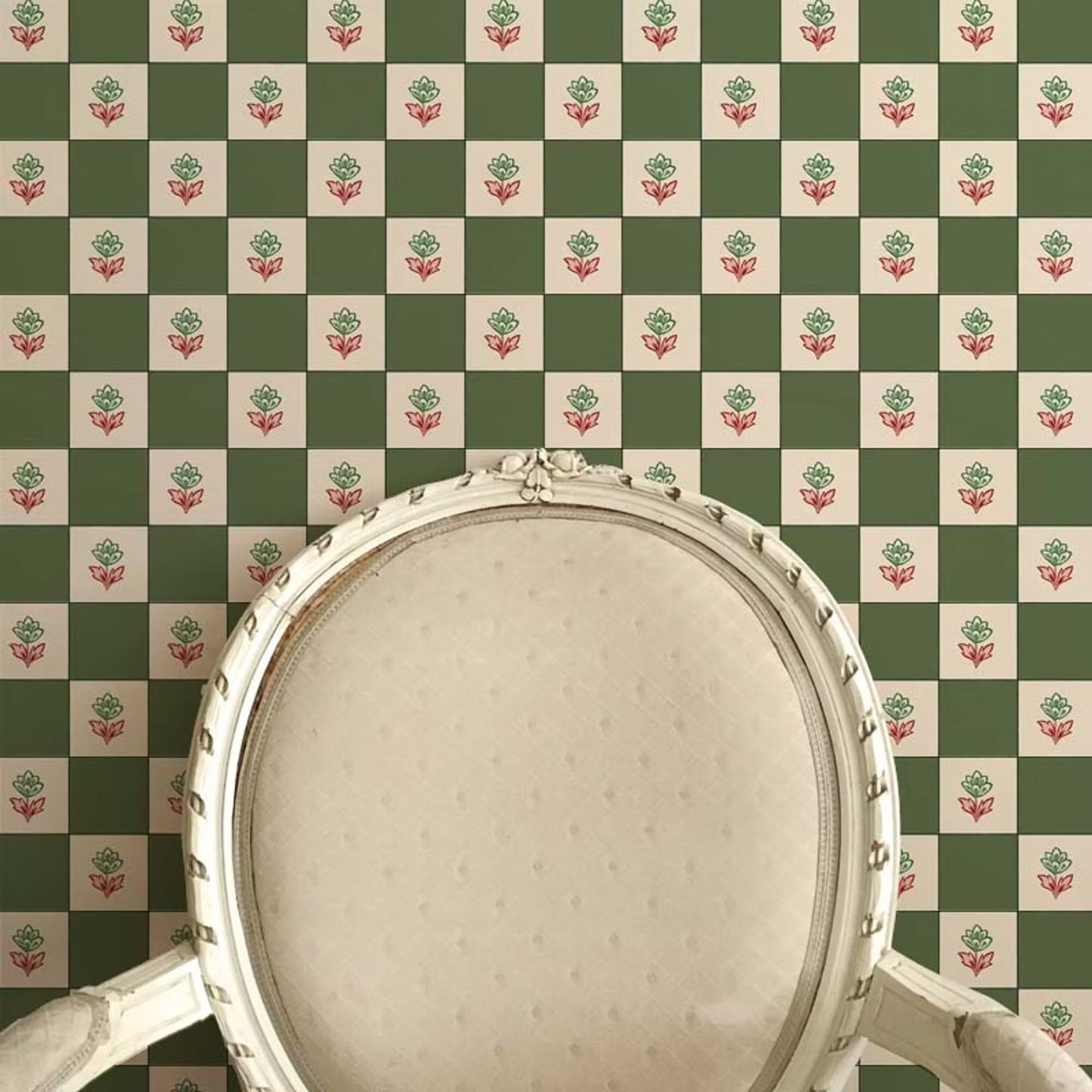 Indian Checks Wallpaper - Green - Ottoline - W/IND/101/3 - Premier Wallcovering