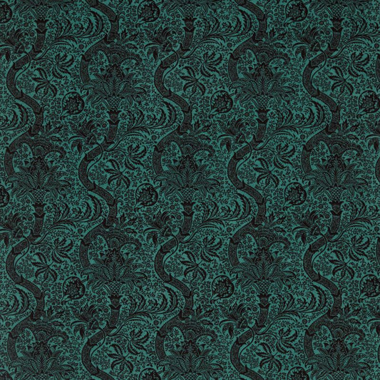 Indian Flock Velvet Fabric - Russet/Mulberry - Morris & Co - 236943 - Premier Wallcovering