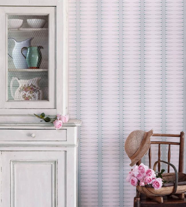 Indian Stripe Wallpaper - Pink / Teal - BG2200202 - Barneby Gates - Premier Wallcovering