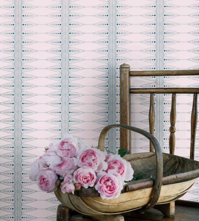 Indian Stripe Wallpaper - Pink / Teal - BG2200202 - Barneby Gates - Premier Wallcovering