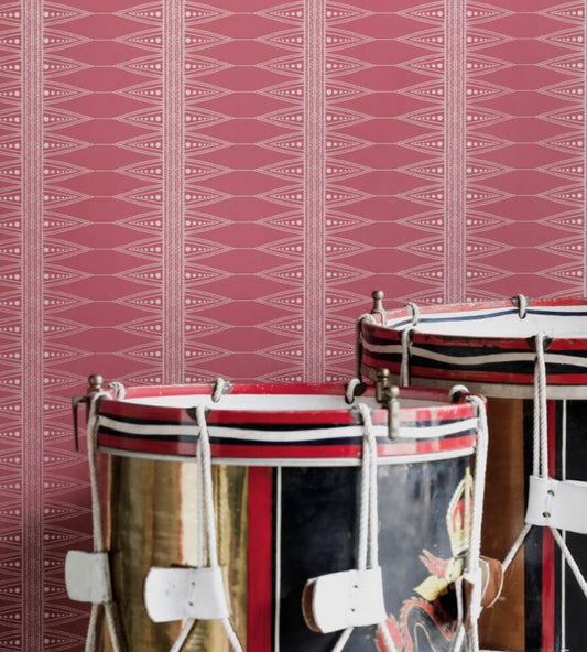 Indian Stripe Wallpaper - Snug Red - BG2200201 - Barneby Gates - Premier Wallcovering
