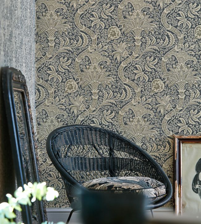 Indian Wallpaper - Charcoal/Nickel - 216445 - Morris & Co - Premier Wallcovering