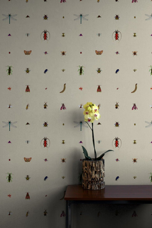 Insect Grid Wallpaper - Antique - Timorous Beasties - TB/GRID/MATT/01 - Premier Wallcovering
