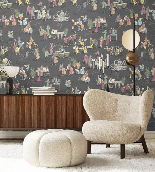 Instrumental Wallpaper - Charcoal - Brand McKenzie - BMPP004/04A - Premier Wallcovering