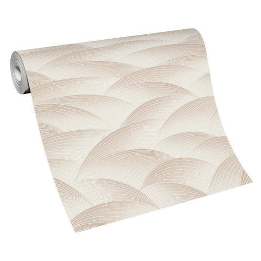 Interlocking Waves Metallic Wallpaper - Beige - Erismann - 10372 - 02 - Premier Wallcovering