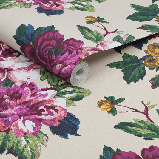 Invite Floral Wallpaper - Cream - Joules - 120870 - Premier Wallcovering