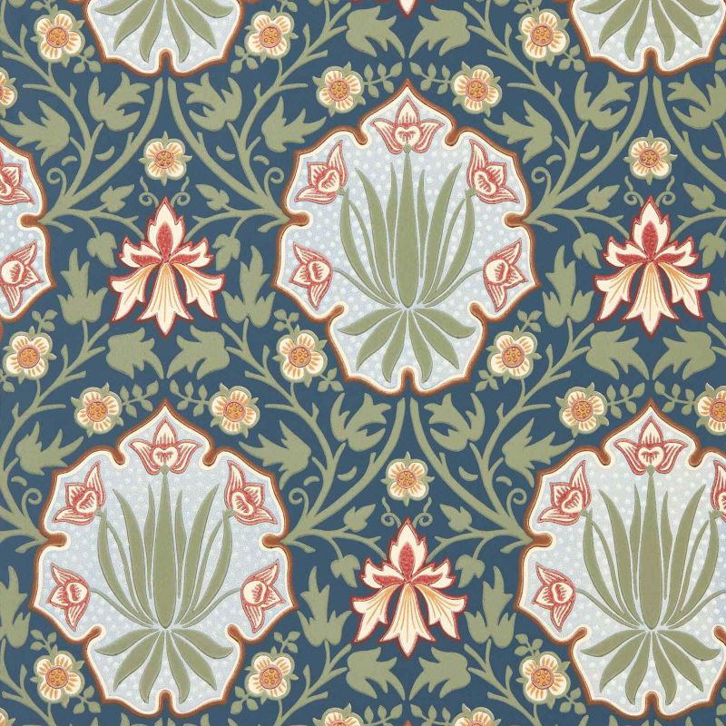 Iris & Rose Wallpaper - Bayleaf/Weld - Morris & Co - 217567 - Premier Wallcovering