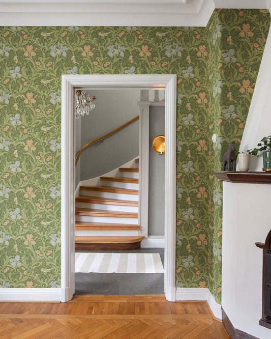 Iris Wallpaper - Green - Midbec - 82050 - Premier Wallcovering