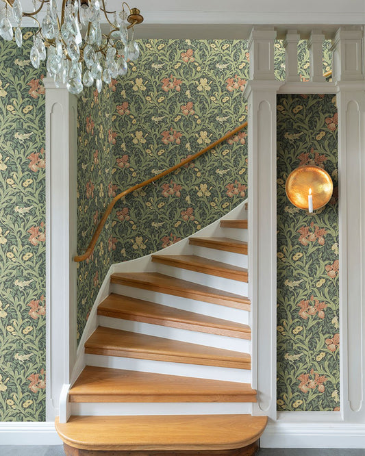 Iris Wallpaper - Blue / Green - Midbec - 82051 - Premier Wallcovering