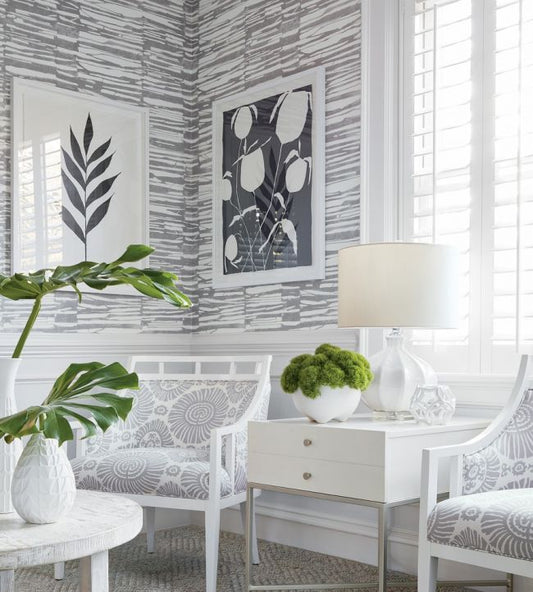 Ischia Wallpaper - Black - Thibaut - T10115 - Premier Wallcovering