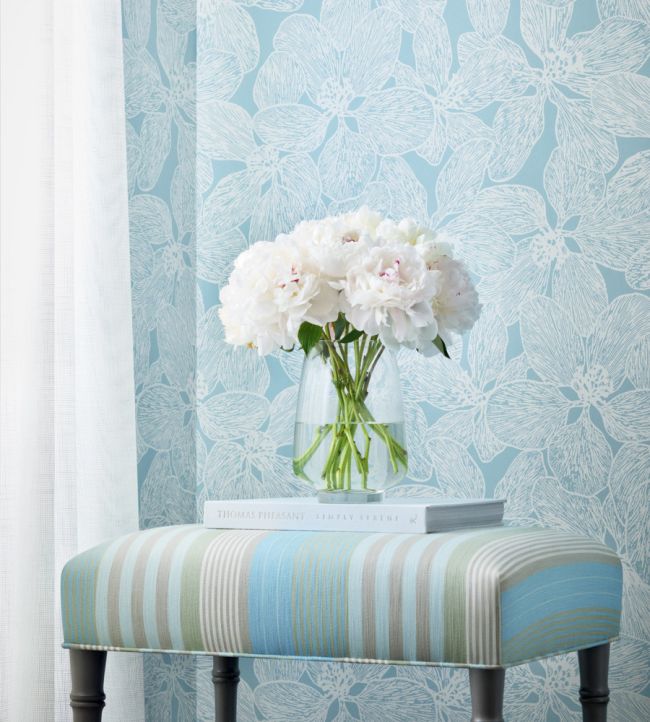 Island Orchid Wallpaper - Light Blue - Thibaut - T15847 - Premier Wallcovering