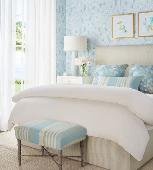 Island Orchid Wallpaper - Light Blue - Thibaut - T15847 - Premier Wallcovering