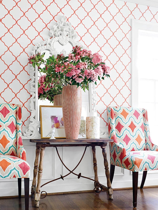 Island Wallpaper - Pink - Thibaut - T88764 - Premier Wallcovering