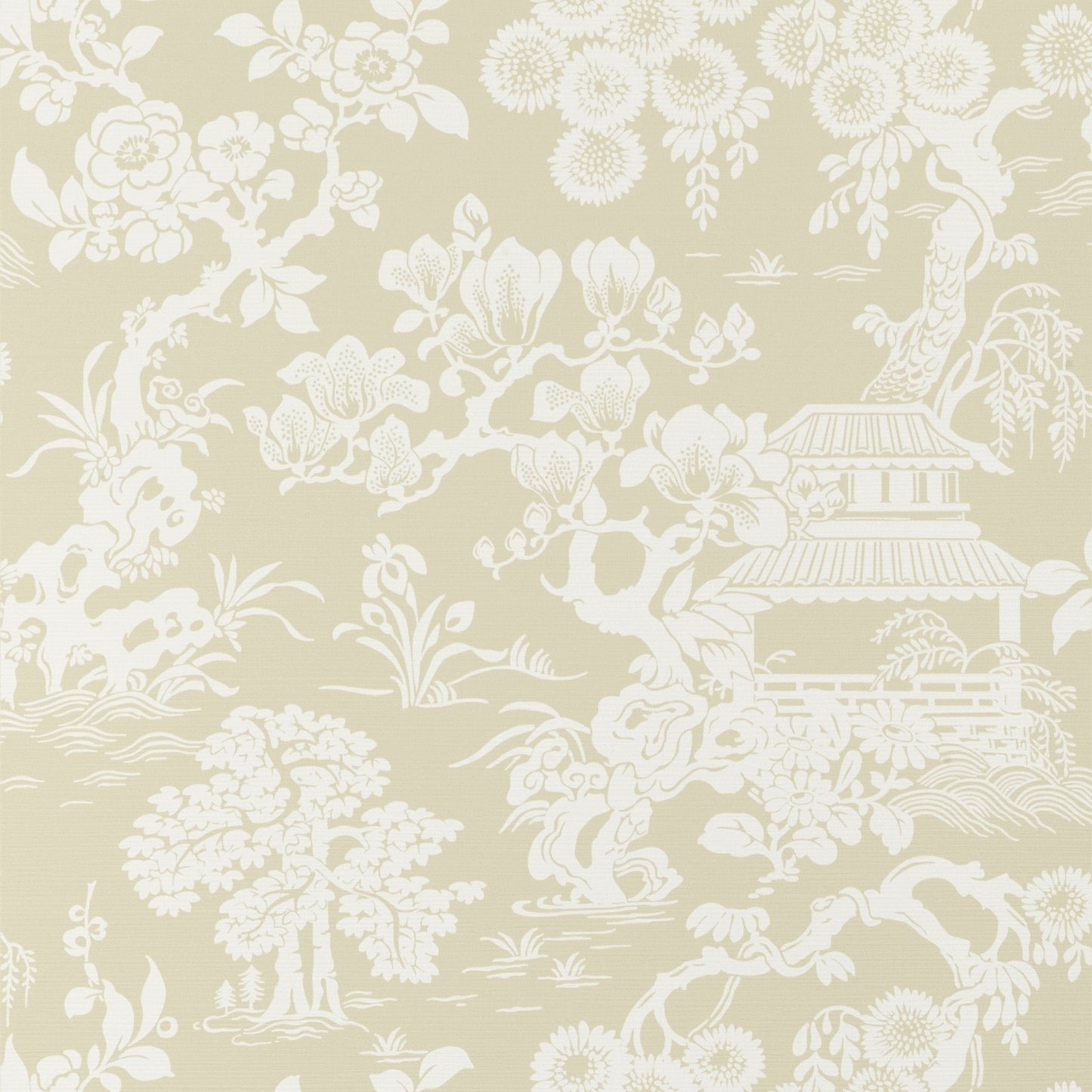 Japanese Garden Wallpaper - Beige - Thibaut - T13300 - Premier Wallcovering