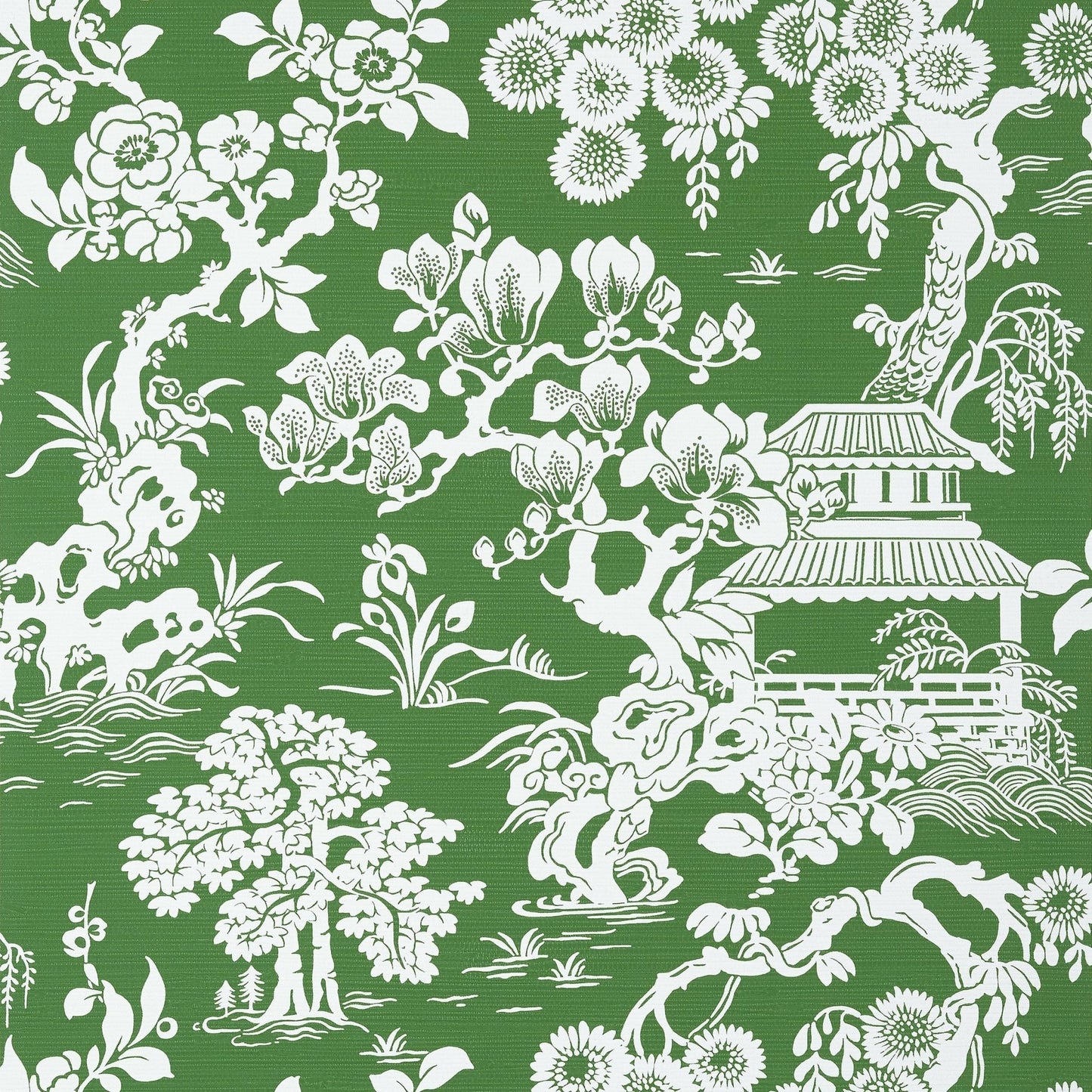 Japanese Garden Wallpaper - Emerald - Thibaut - T13304 - Premier Wallcovering