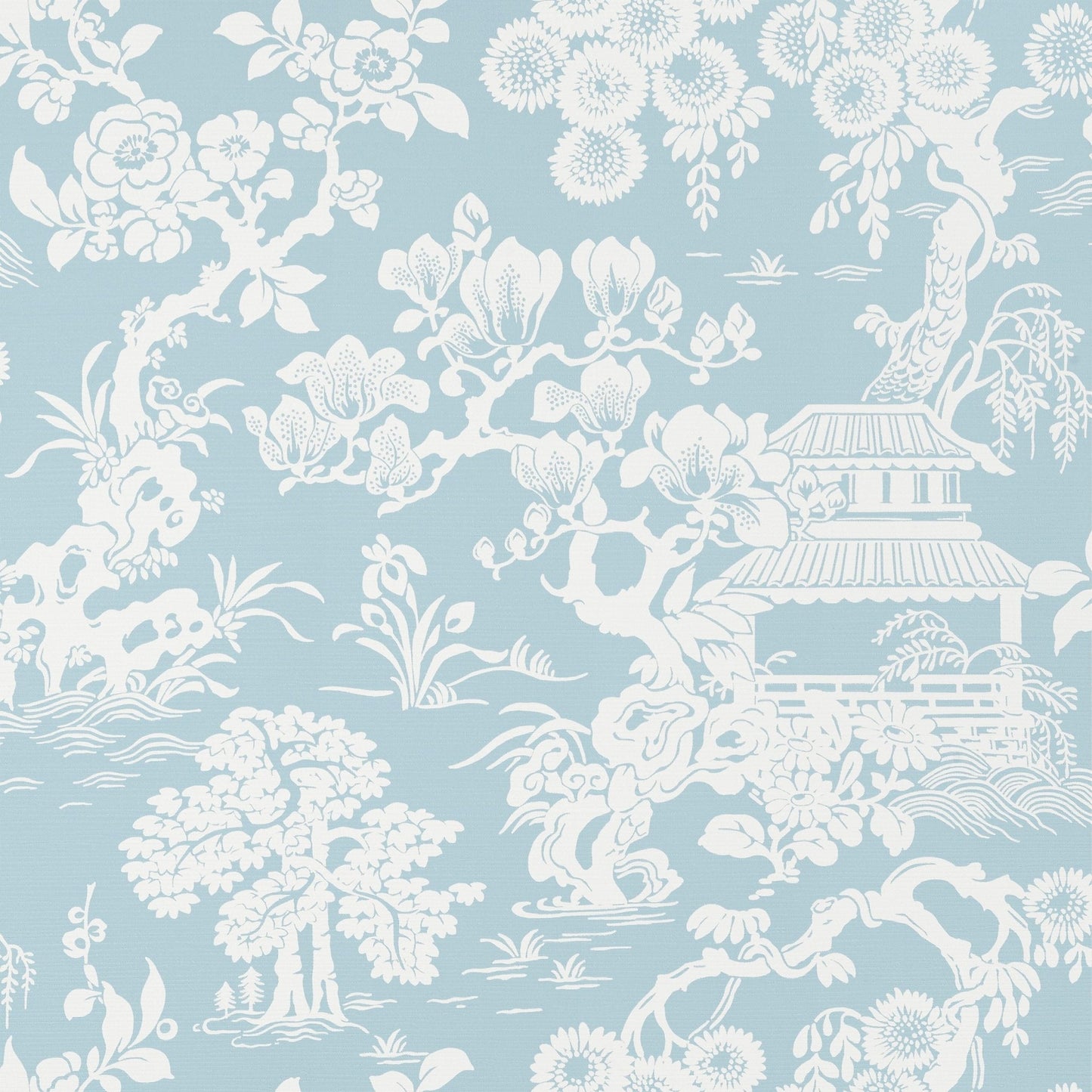 Japanese Garden Wallpaper - Spa Blue - Thibaut - T13303 - Premier Wallcovering
