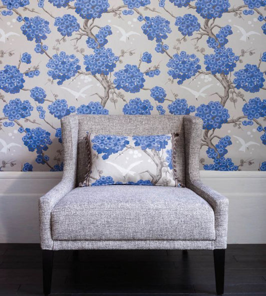 Japonerie Wallpaper - White/ Gold/Grey - Osborne & Little - W6590-06 - Premier Wallcovering