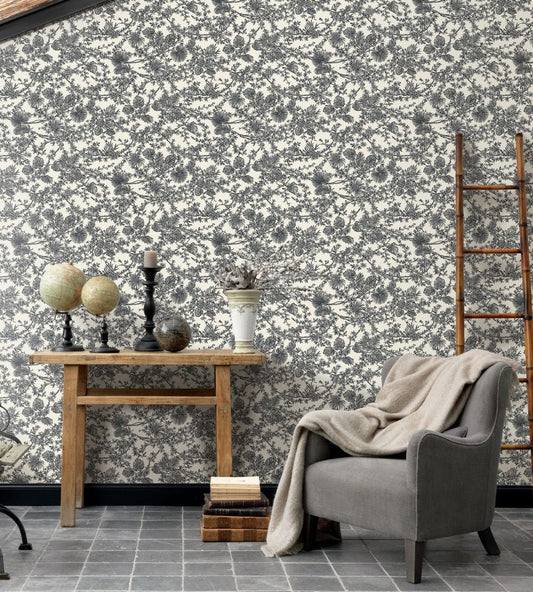 Jardin Des Plantes Les Belles Toiles De Jouy Wallpaper - Vert - Casadeco - 87957109 - Premier Wallcovering