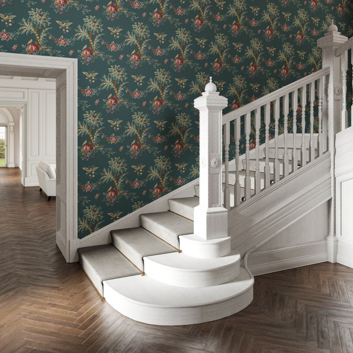 Jardin Provence Wallpaper - Teal - Warner House - Premier Wallcovering