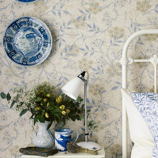 Jasmine Wallpaper - Ecru/Woad - Morris & Co - 216808 - Premier Wallcovering