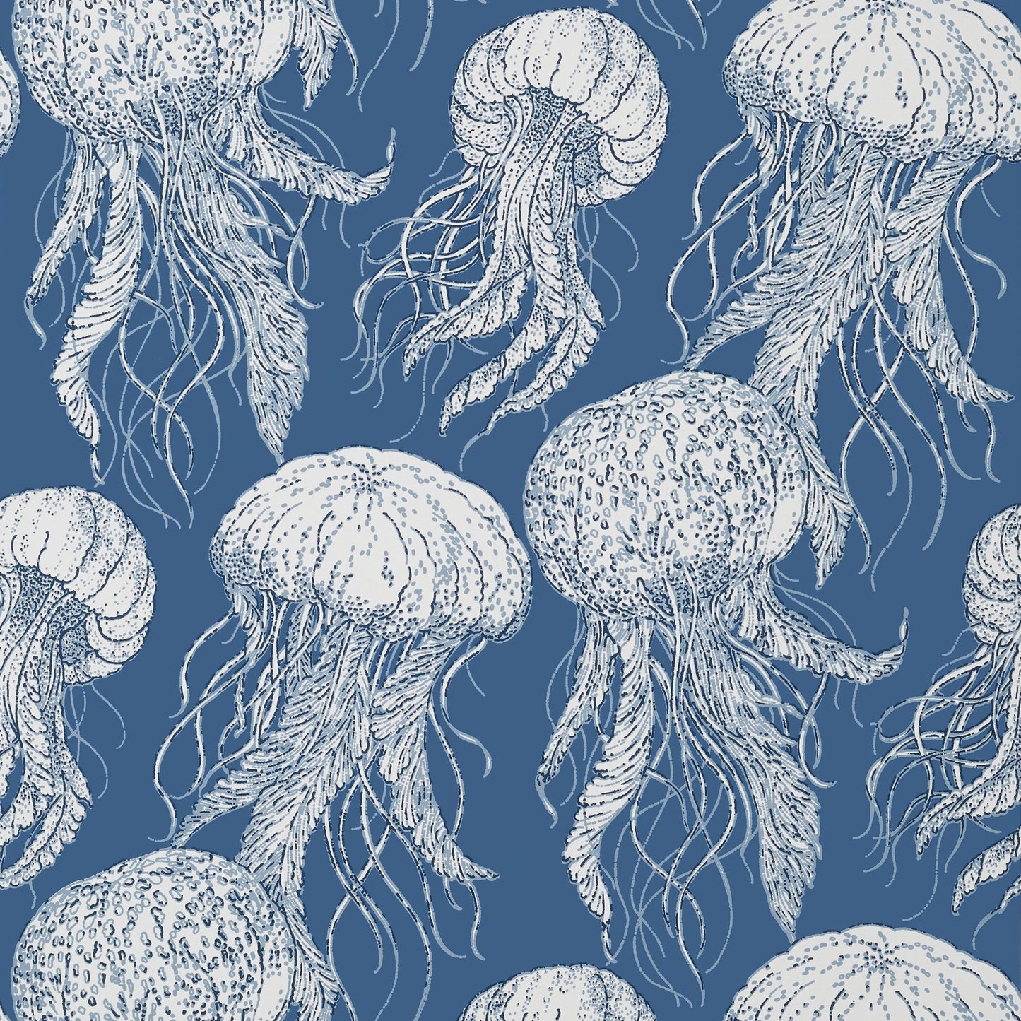 Jelly Fish Bloom Wallpaper - Navy - Thibaut - T13171 - Premier Wallcovering