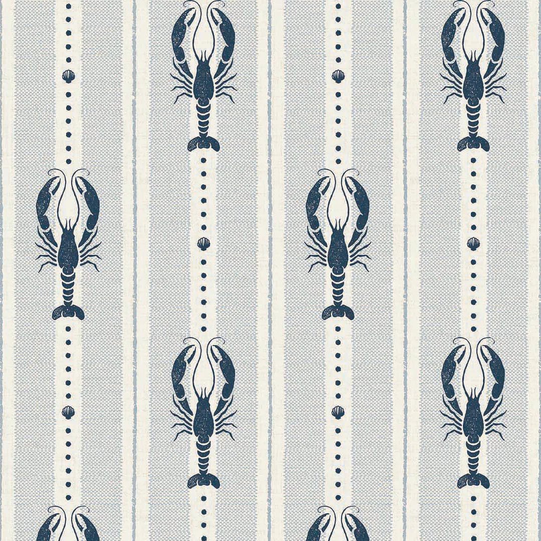 Jersey Lobster Wallpaper - Classic Navy - LAN100267 - Lucie Annabel - Premier Wallcovering