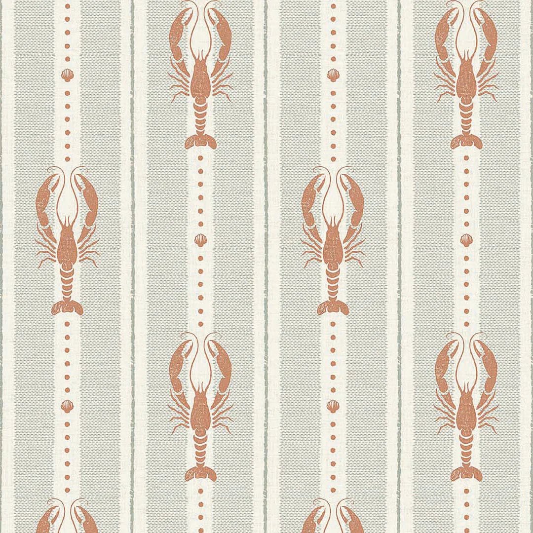 Jersey Lobster Wallpaper - Autumn Spice and Rustic Green - LAN100265 - Lucie Annabel - Premier Wallcovering