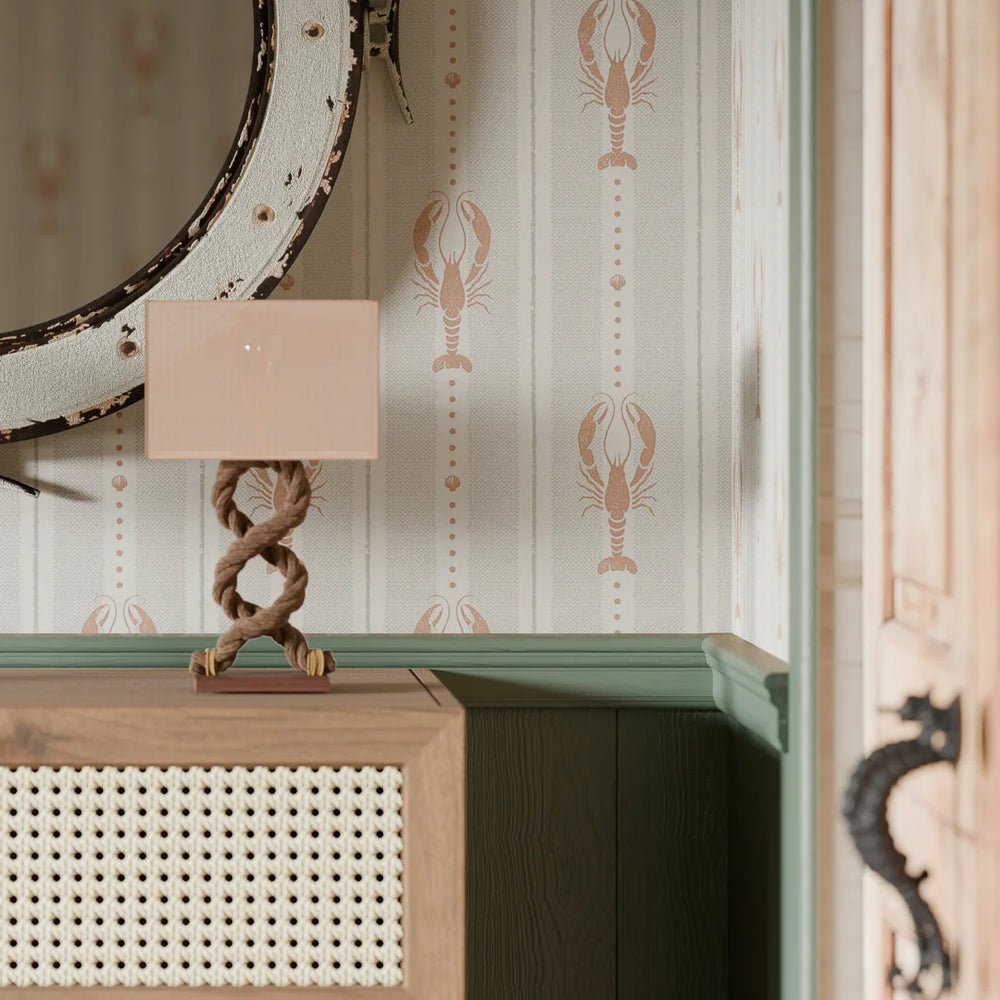 Jersey Lobster Wallpaper - Autumn Spice and Rustic Green - LAN100265 - Lucie Annabel - Premier Wallcovering