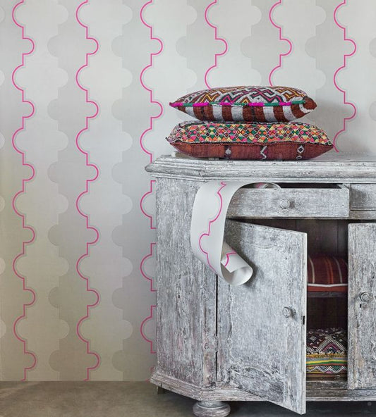 Jigsaw Stripe Wallpaper - Pink - BG1800201 - Barneby Gates - Premier Wallcovering