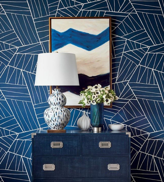 Jordan Wallpaper - Metallic Pewter on White - Thibaut - T10440 - Premier Wallcovering