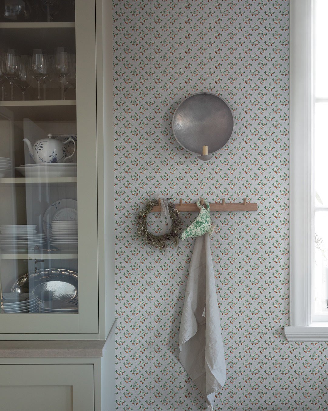 Jordgubbar Wallpaper - Light Blue - Midbec - 43125 - Premier Wallcovering