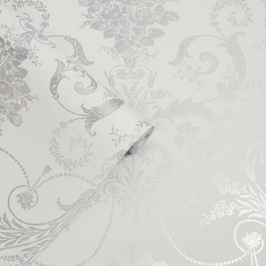 Josette Wallpaper - Metallic Silver - Laura Ashley - 113379 - Premier Wallcovering
