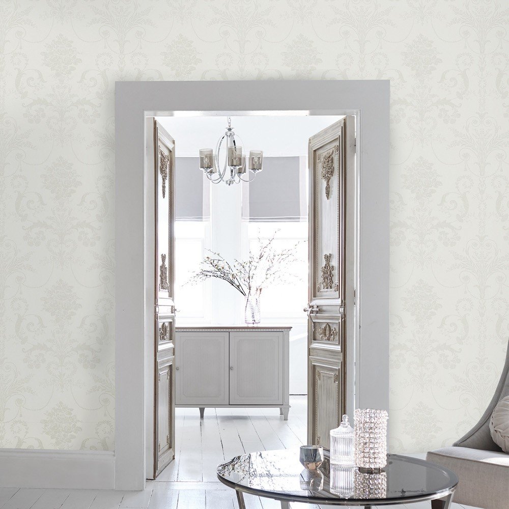 Josette Wallpaper - White - Laura Ashley - 113382 - Premier Wallcovering