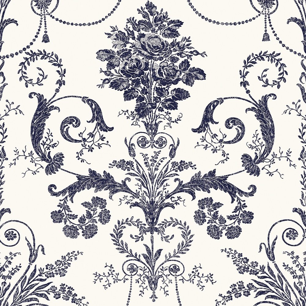 Josette Wallpaper - Off White & Midnight - Laura Ashley - 113387 - Premier Wallcovering