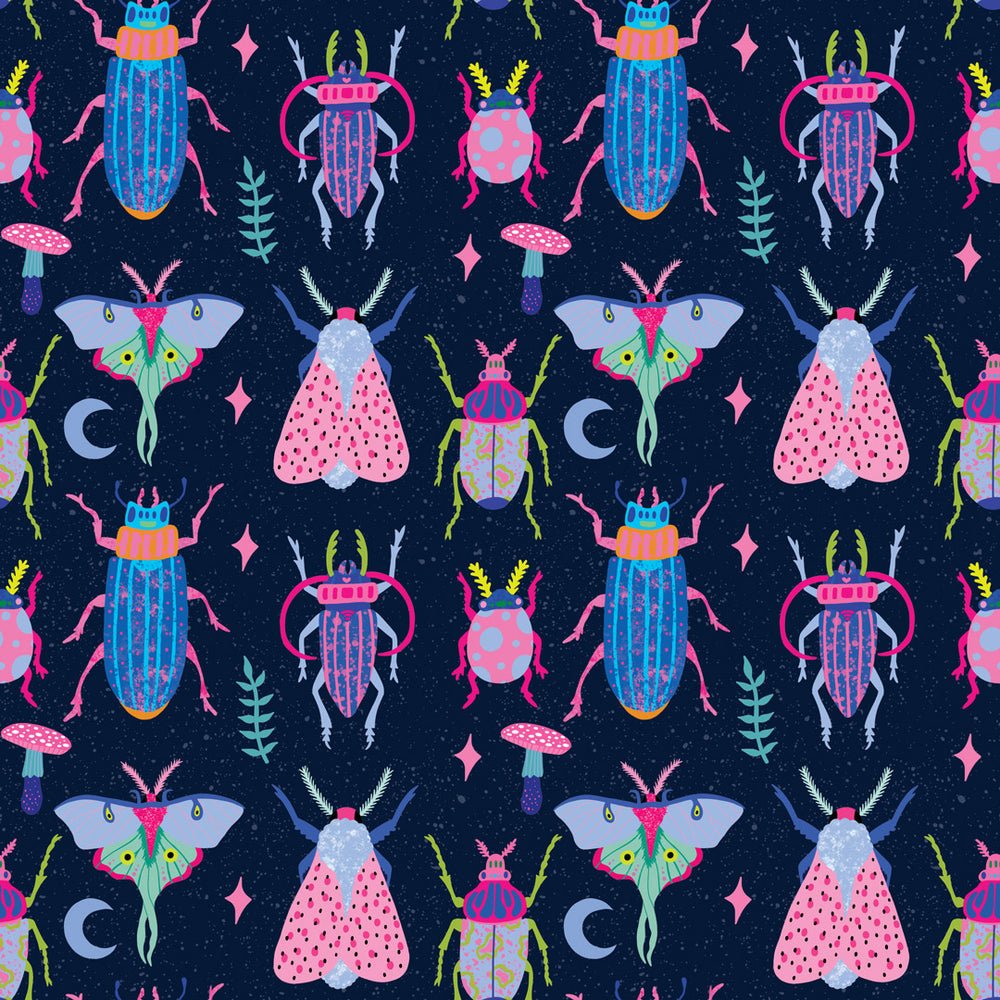 Juicy Beetle Wallpaper - Brights on Navy - Lust Home - LH900368 - Premier Wallcovering
