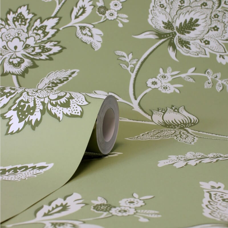 Juliette Floral Wallpaper - Sage - Fine Décor - FD43454 - Premier Wallcovering