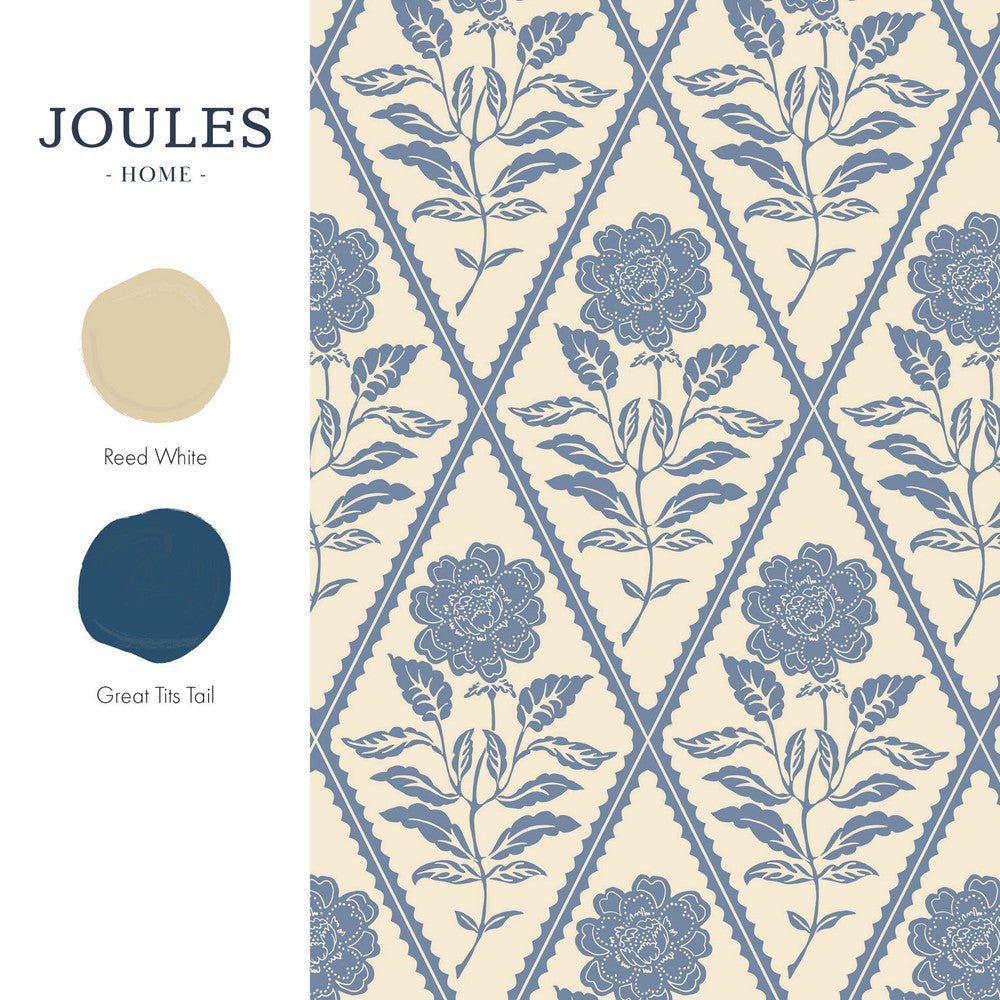 Juliette Floral Wallpaper - Cream & Blue - Joules - 128908 - Premier Wallcovering