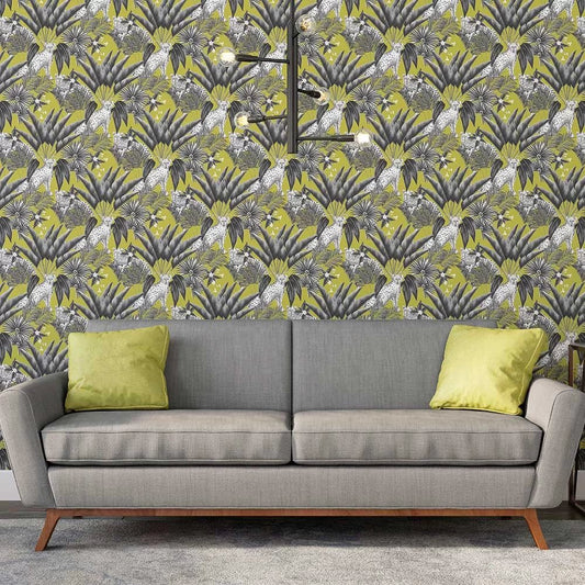 Jungle Cheetah Wallpaper - Sable & Lime - Ohpopsi - WLD53105W - Premier Wallcovering