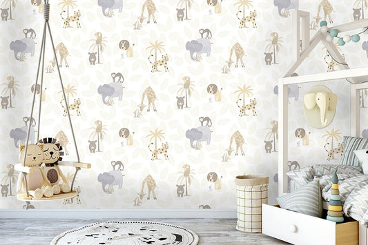 Jungle Friends Wallpaper - Neutral - Holden Décor - 12540 - Premier Wallcovering