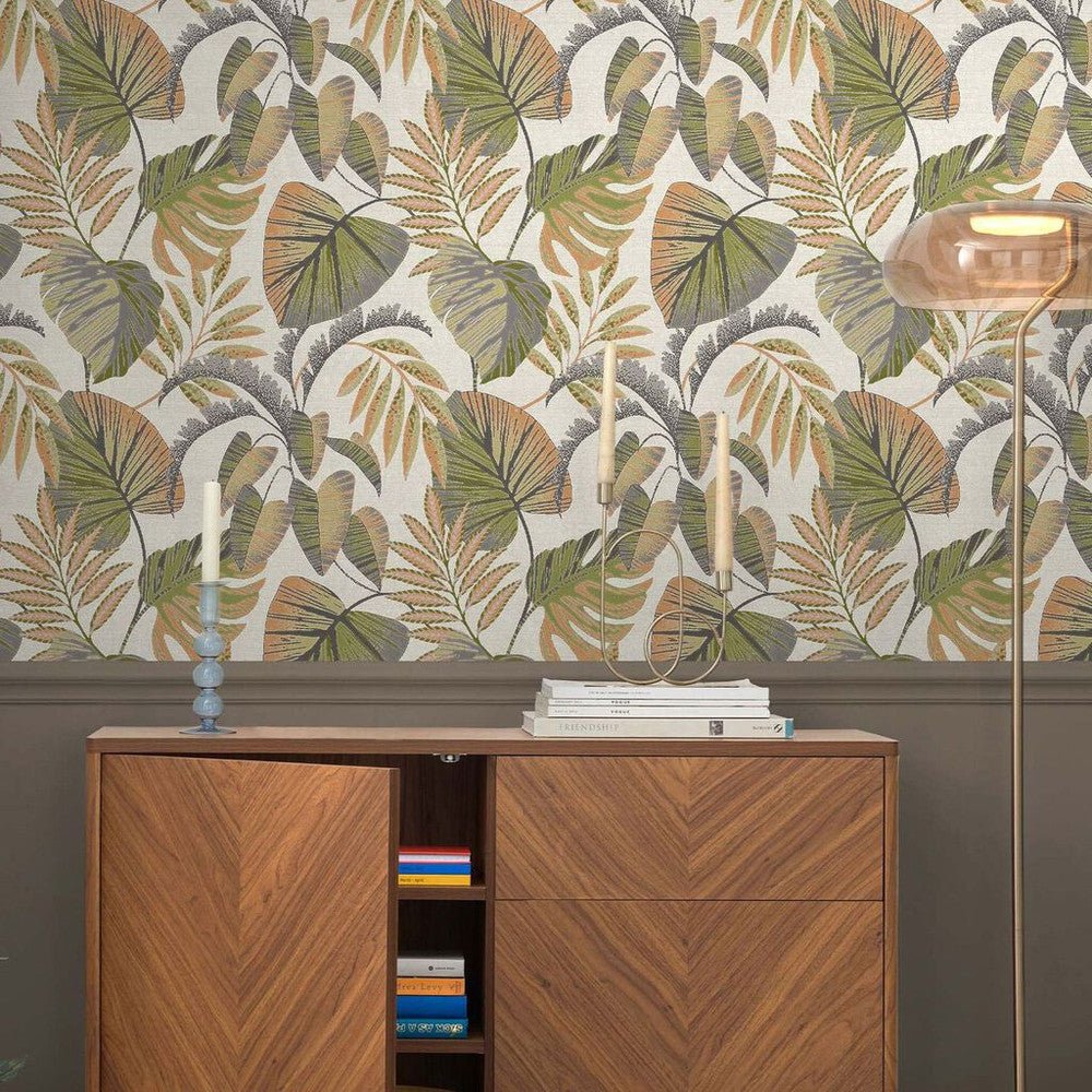 Jungle Leaves Wallpaper - Orange - Next - 118296 - Premier Wallcovering