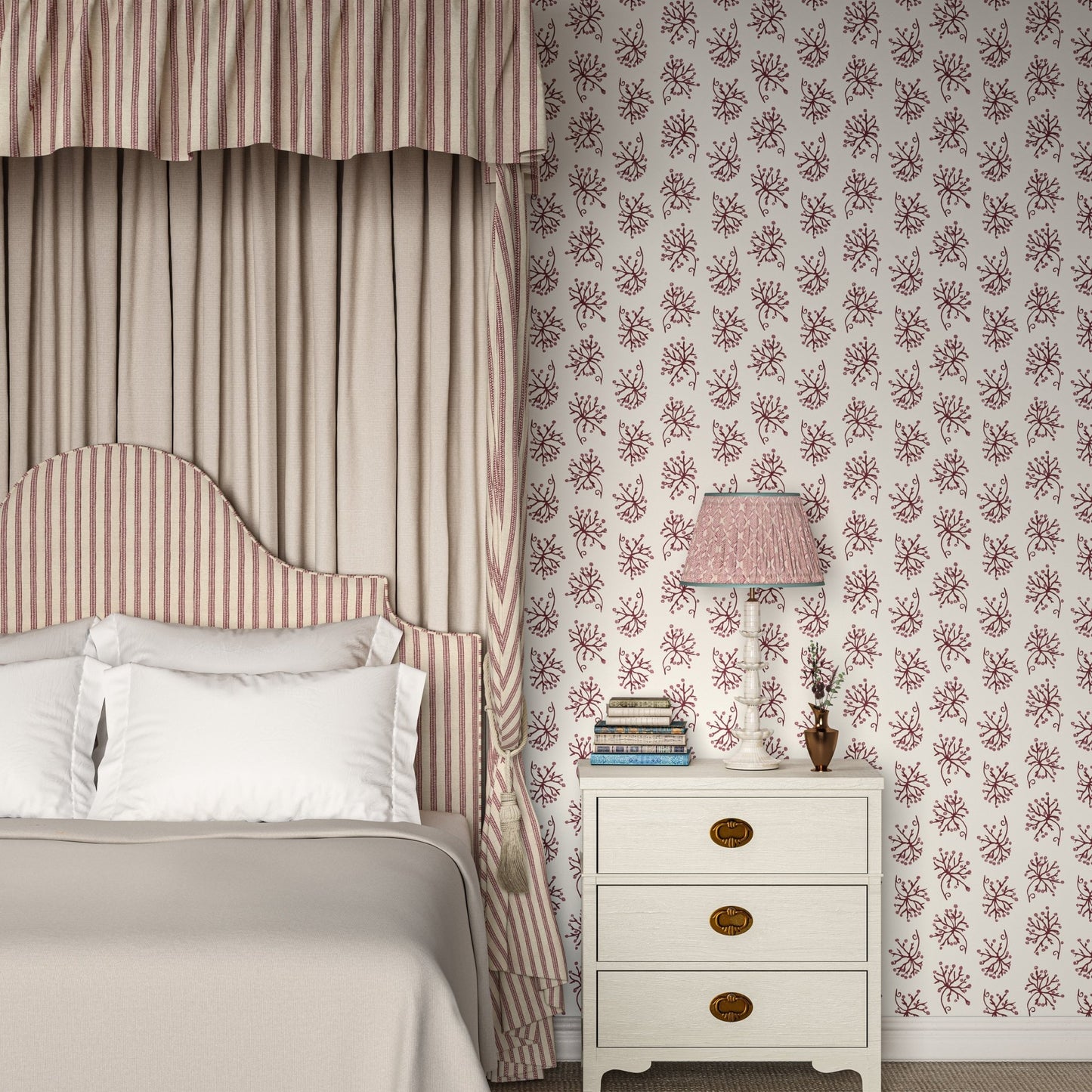 Juniper Wallpaper - Raspberry/Red - Penny Morrison - JUNIPER-RR - Premier Wallcovering