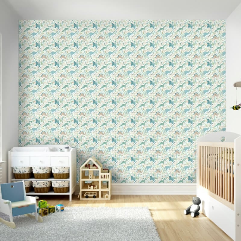 Jurassic Party Wallpaper - Denim Mix - Hoopla Walls - HWA1311W - Premier Wallcovering