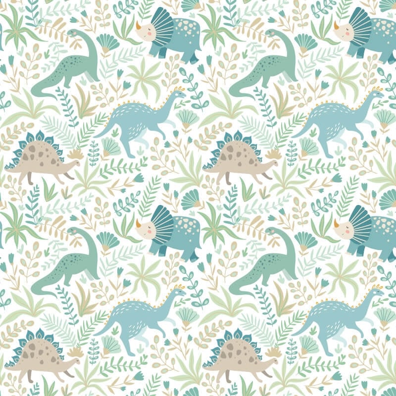 Jurassic Party Wallpaper - Denim Mix - Hoopla Walls - HWA1311W - Premier Wallcovering